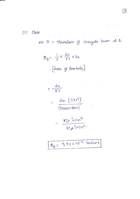 C) Slope l v 6o Area Para bola 6o ET 29000x 3008) kip incn