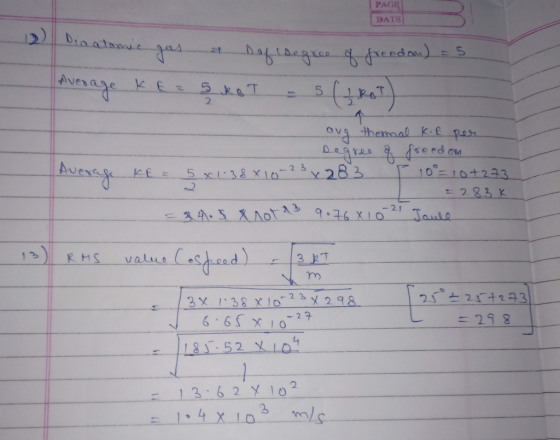PAGE DATE 2 a v -23 A 3b 3x 1,38 x 10 2 3 x 298 6.65×10 29 8 13.62ylo? 2