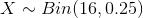 X\sim Bin(16,0.25)
