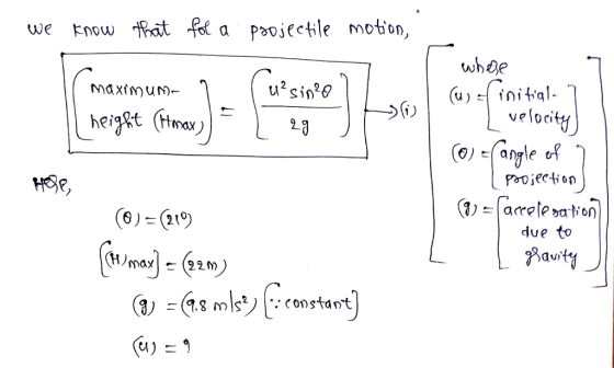 we rnow ht f a poojectle motion, SOJ (u) initq velocty ное. due to avi (Wmaメ!と(22M