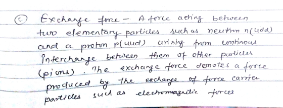 chanste tuup elementary partides such as mem n(ude) interchange between them吽other porlula A ree achns behveen The «xcharge articles su as