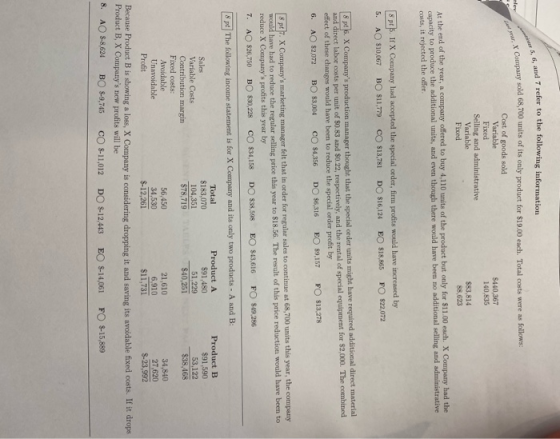 fi, and 7 refer to the following information elev Lawr, X Car Company sold 66,700 units of its only product for $19.00 each.