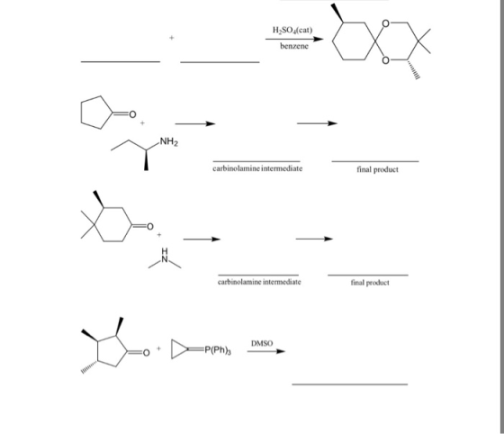 H2SO4(cat) benzene NH2 elanine intermedia carbinolamine intermediate final product carbinolamine intermediate final product