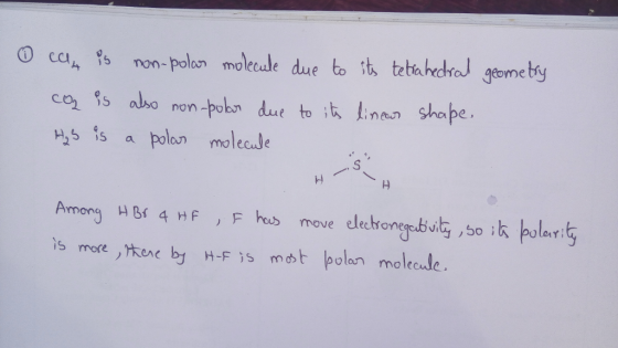 ⓘ cela ?5 non-polan molecule geome try co abo non-pobn due to it linen shape H sa polon molecde nfuの i-H man move electsonegc