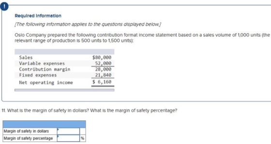 Required Information The following information applies to the questions displayed below. Oslo Company prepared the following