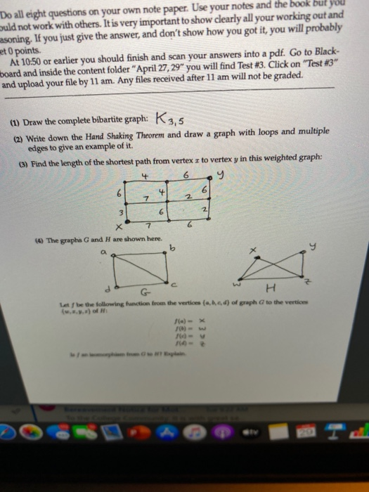 Do all eight questions on your own note paper. Use your notes and the book but you ould not work with others. It is very impo
