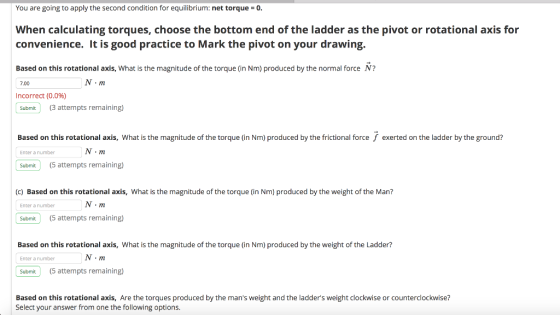 You are going to apply the second condition for equilibrium: net torque = 0. When calculating torques, choose the bottom end