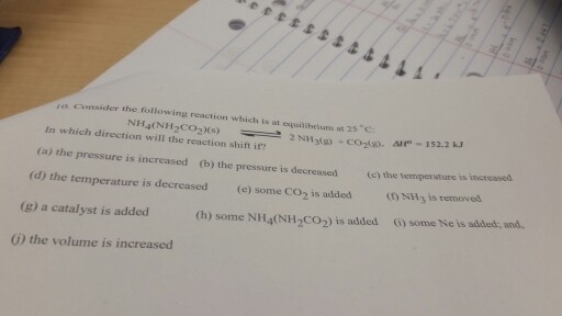 Consider the following reaction which is at equili
