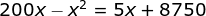200x-x^2=5x+8750