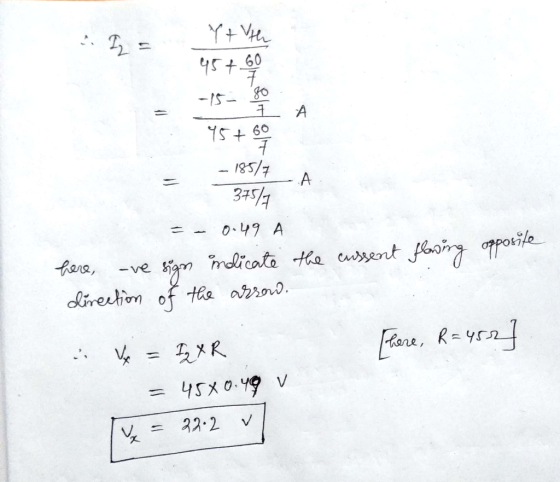 Y+th . 457 60 -15 - 80 7 1 А 95+ 60 7 - 185/7 375/7 А 0.49 A here, -ve sign indicate the cussent flowing opposite direction o