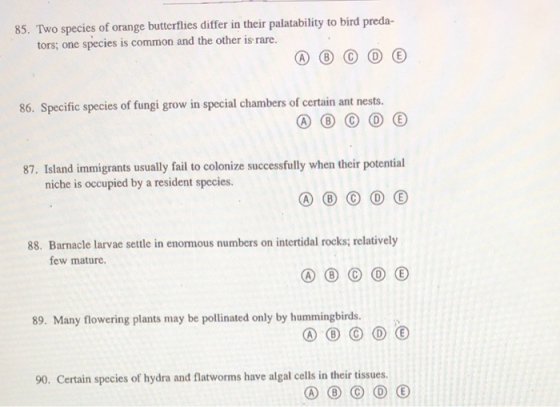 85. Two species of orange butterflies differ in their palatability to bird preda- tors; one species is common and the other i