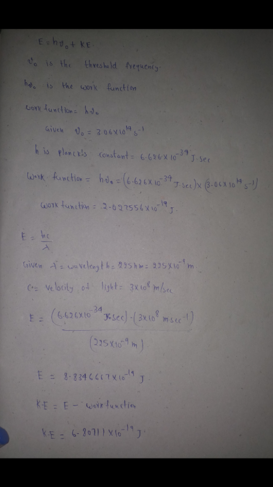 do is theheshol reruent h is the work function 3 4 34