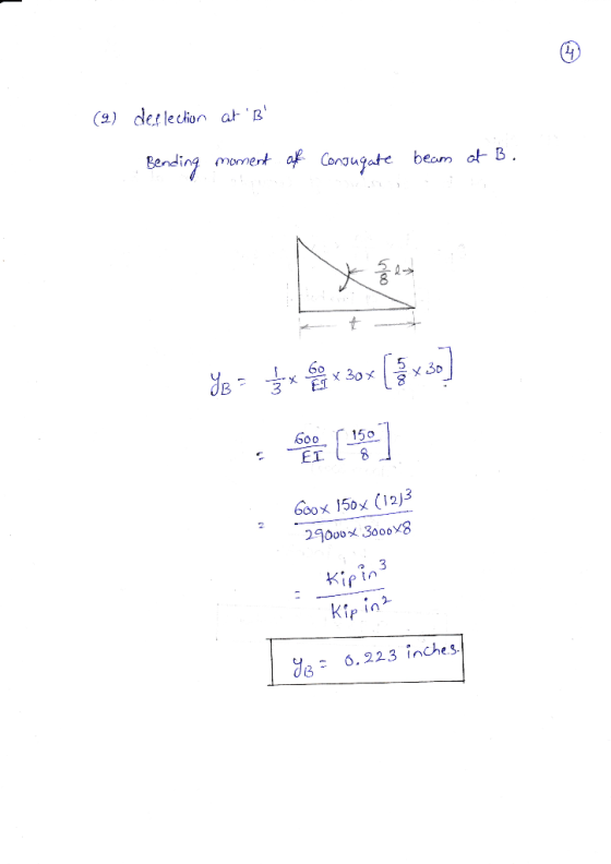 (s)delecho aB moment of Cong ugate beam or B 6o 600 г 150 [위 - ET 1-8 60ox 150x (12)3 40o 30oo/3 2 Kip in de 0. 223 inches