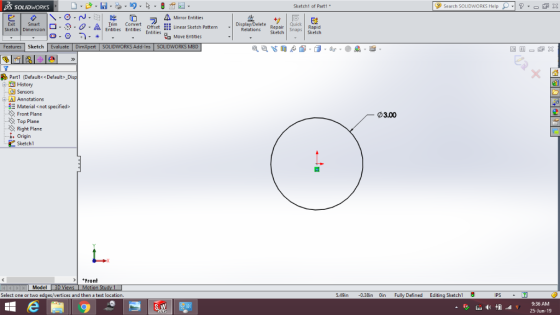 S SOLIDWORKS Sketch1 of Part1 Search SOLIDWORKS Help ?- X A Mirror Entities Ouick Fvit Trim -AEntuties Entities Conver Displa
