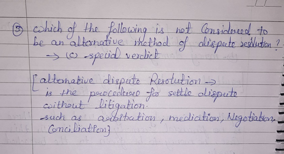 s which of the following is not considered to be an alternative method of dispute zesdiction ? ( especial Falternative disput
