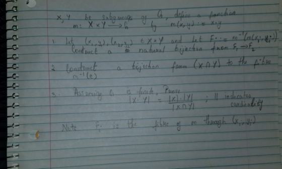 x y be subgausure of a define a function m: XxY6 by m(x, y) : xey 1. Let (, ,y), la, y eXxY and let f... m (m(x, y)) Construc