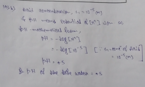 1076) Haid concentration, b1 = 10 mg & BH meand potential of Itt I non. So, BH - mathematical form, pH = -log [+] =-Jog [105