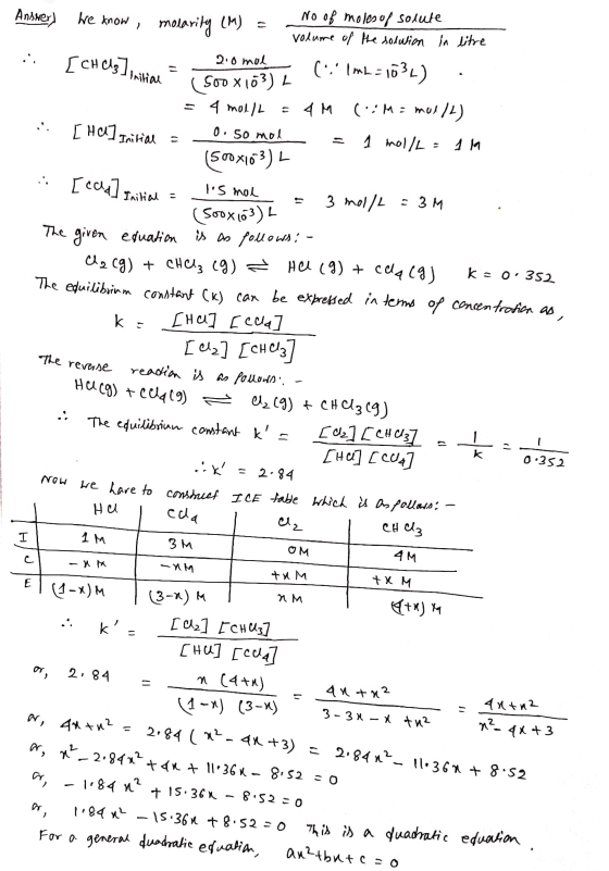 No of molesol solute Answer! We know, molarity (M) - volume of the solution in litre 2 CH C13] Initiae = som xnó}) (:1mL = 16