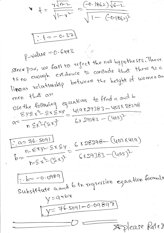 rinn to 19 6o. 1862) J6-2 6o. 186272 Vlog :-f=-0.37 -0.6443 P-value as no since pst, we fall to refect the null hypothests. T