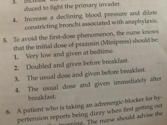 3. Increase duced to fight the primary invader. 4. Increase a declining blood pressure and dilate constricting bronchi associ