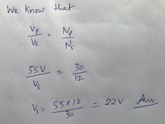 We know that ve Np 2 Vs No SSV 30 - 12 ur Vs 22V Aus. 6 l 55X12 30