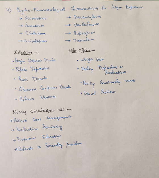 4.) Psycho-Pharmacological Intewertions for Major depresior flronctive Devenlafanire Paronetive Vowla farine Citalopram & Bup