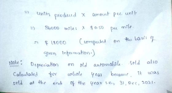 - units produced X amount pec unit - 36000 miles X 90.50 per mile. a & 18000 Computed on the basis of given information.) Nor