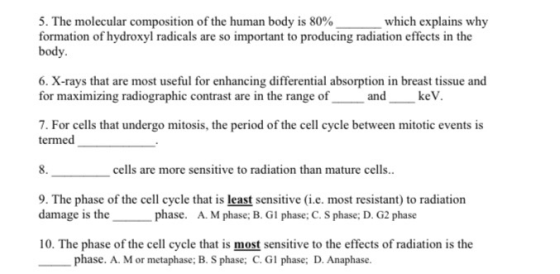 5. The molecular composition of the human body is 80% which explains why formation of hydroxyl radicals are so important to p