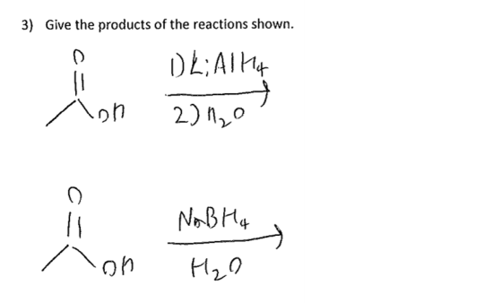 3) Give the products of the reactions shown. N BH