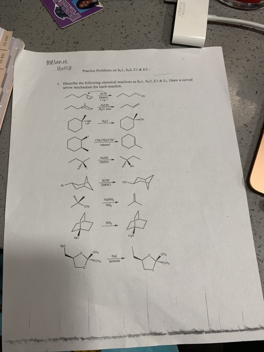 FEB 20 melanie Hollis Practice Problems on Sul, 5.2.EL & E2- 1. Describe the following chemical reactions as Sl. 5.2. El & Es
