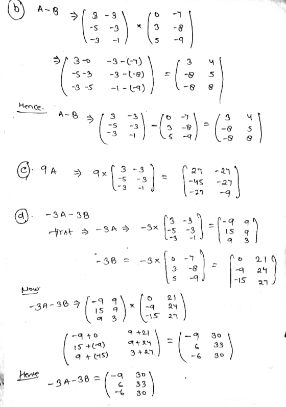 ๆ ” ” ** 3 - 1 -5 - ( 3 S - 3 - (-1) \ -3 - (-9) - - (-1) | / 3 | 8 5 Hence - A - 8 / 3 -3 | 6 ๆ ! | 3 4 5 - 3 -4 - [ 3 - 3 G