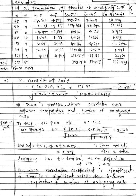 604.867 82 calculations X: Temperature : Number of emergency Cars X-ž yuy [X-X² (y-7)2 &x-x (4-9) 68 of |-18.429-1857 339.612