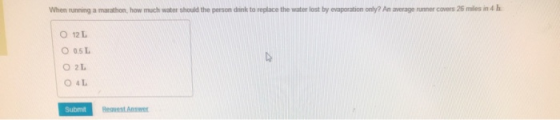 When running a marathon, how much water should the person drink to replace the water lost by evaporation only? An average run