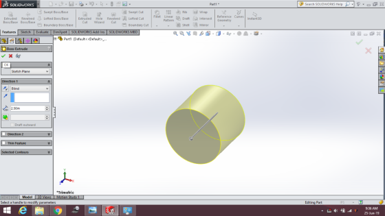 Search SOLIDWORKS Help X DS SOLIDWORKS Part1 Swept Boss/Base Swept Cut Rib Fillet Linear ta Pattern Dra ed Wrap Reference Cur