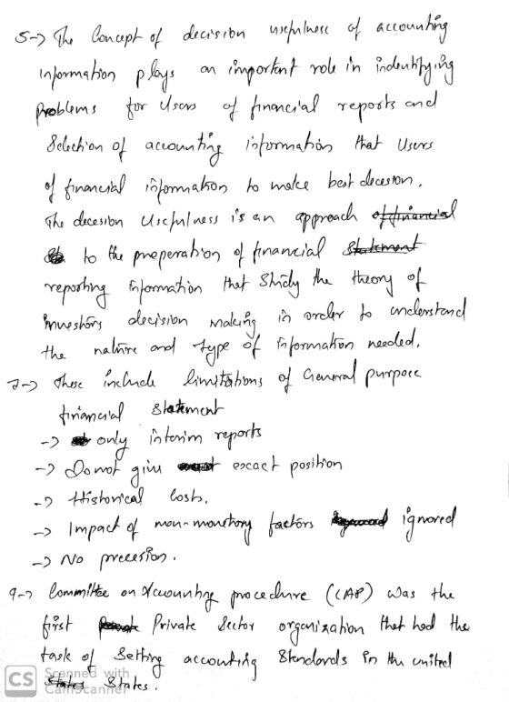 5-) The Concept of decision usefulness of accounting information plays an important role in indentifying Problems for elsers