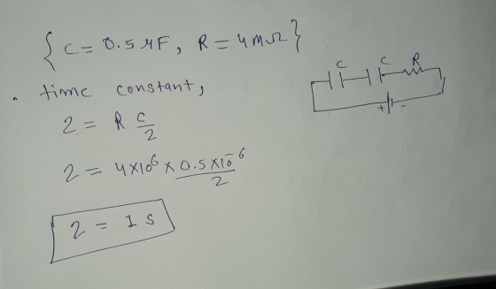 Sc= 0.5 MF, R=4mory time constant, 2= R S 2 = 4X108 KO. SALO 2 - 1 s