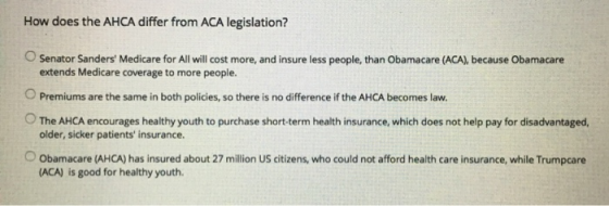 How does the AHCA differ from ACA legislation? Senator Sanders Medicare for All will cost more, and insure less people, than