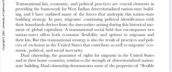 Copyright © 2001. University of California P- Transnational kin, economic, and political practices are crucial elements in pr
