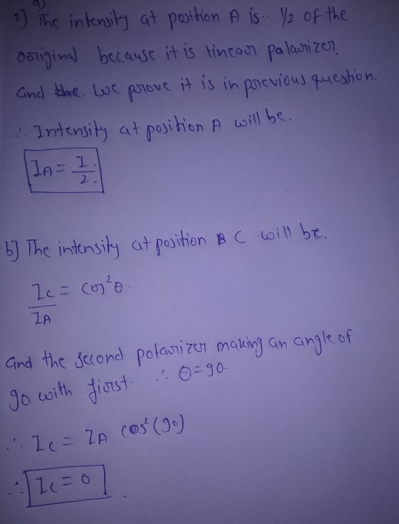 001ワİnal because it is tineon Palaon zen Intてnsit) at poji hon P will be. -. 1 2 JA リThe intensity at position B C uon be. 1A