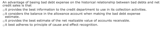 An advantage of basing bad debt expense on the historical relationship between bad debts and net credit sales is that it prov