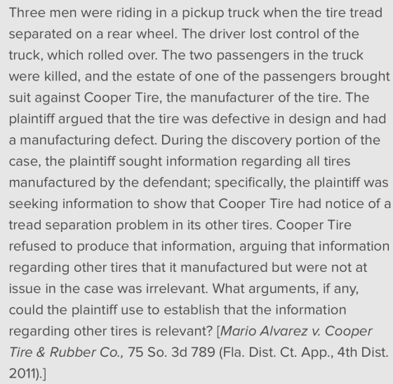 Three men were riding in a pickup truck when the tire tread separated on a rear wheel. The driver lost control of the truck,