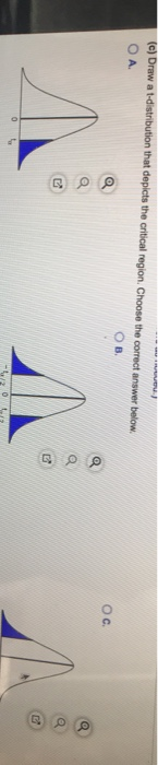 (c) Draw a 1-distribution that depicts the critical region. Choose the correct answer below. ОА, B OC. LA O 4/20