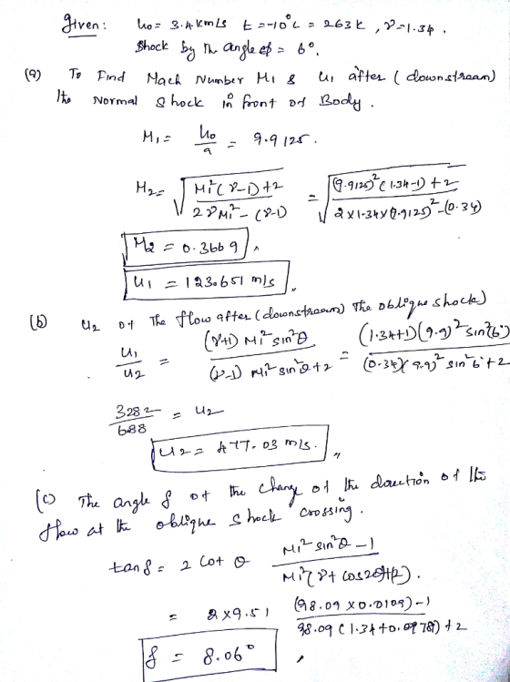 given : しо = 3.hkmLs t 101.63ヒ2-1.34 Shock 시· , bøn.and. 6. 2. LA 8.06,