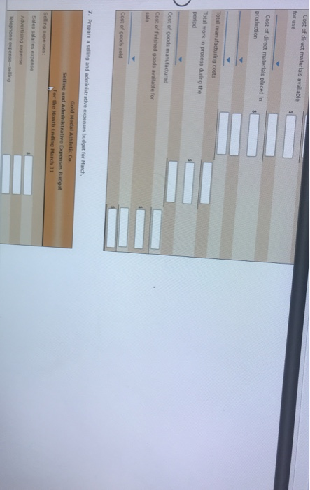 Cost of direct materials available for use Cost of direct materials placed in production Total manufacturing costs Total work