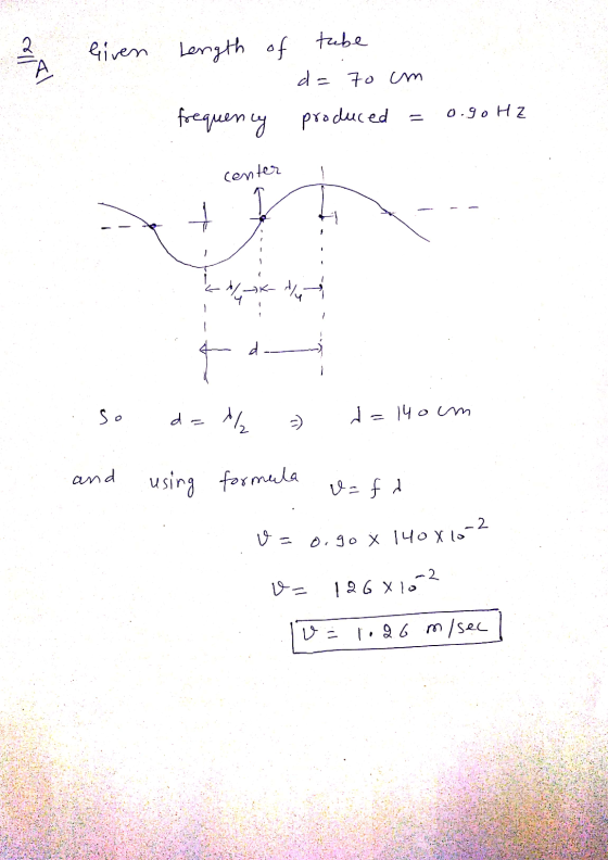 Given Length of Islle Length of tube d = 70 cm 0.90 HZ frequency produced = center biktima d so da 일 d=14o um and using forma