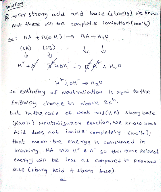 solution o for strong acid and base (strong) we know that there will be complete ionisation (100%) Ex: HA + Blo.it) → BAT H₂O