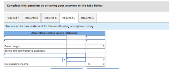 Complete this question by entering your answers in the tabs below. Required A Required B Required C Required D Required E Pre