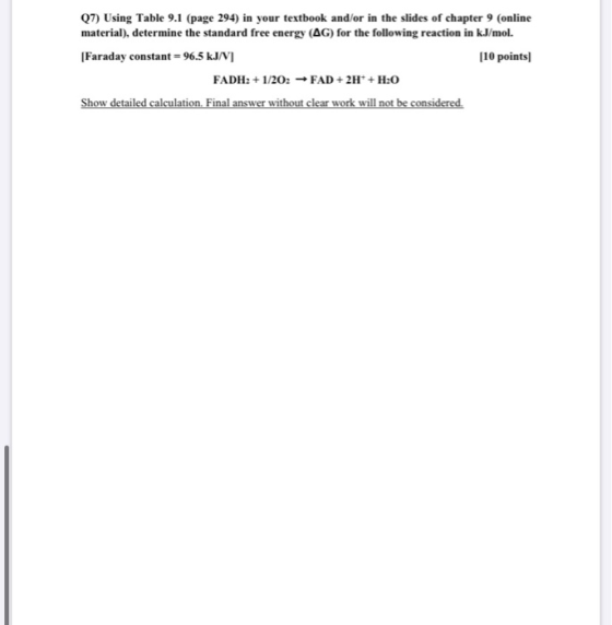 Q7) Using Table 9.1 (page 294) in your textbook and/or in the slides of chapter 9 (online material), determine the standard f