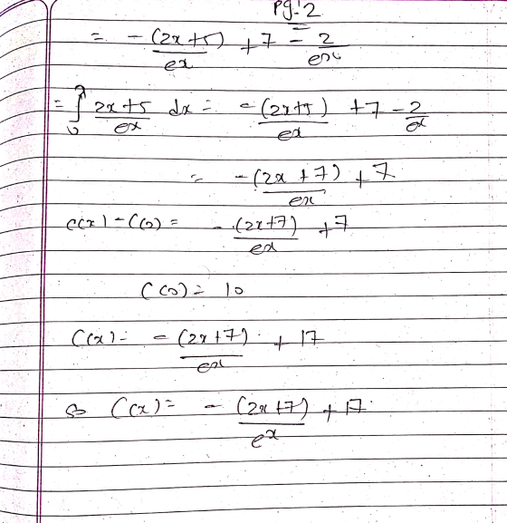P9.12 (22 ) i en ea axts dx = e(2247) +7 - 2 : - er = 2424 17)+7 esc: (2277)+7 cor 1 - (0) = Letz cco) = 10 car - (2017) 17 s
