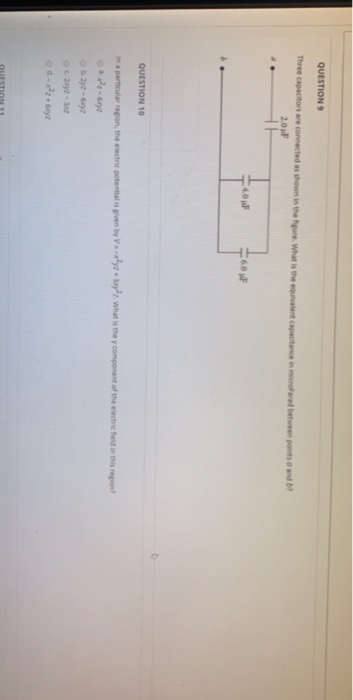 QUESTION Three capacitors are connected as shown in the figure. What is the equivalent capacitance in microfarad between poin